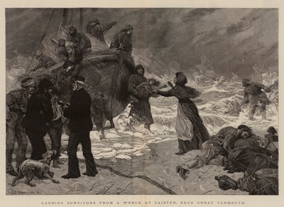 Sbarco dei Sopravvissuti da un Naufragio a Caister, vicino a Great Yarmouth da Charles J. Staniland